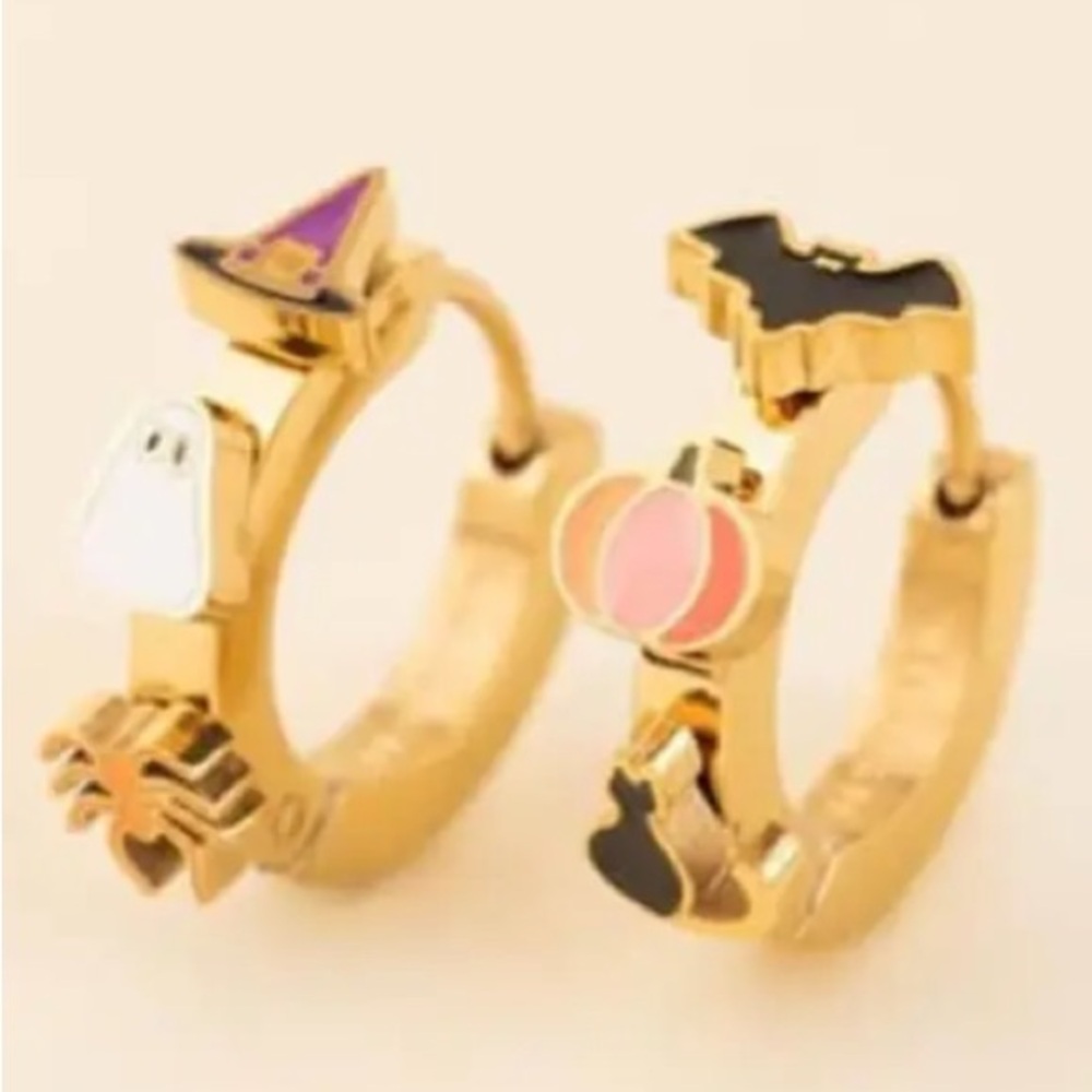 oh clem - halloween 3D huggie hoops in gold